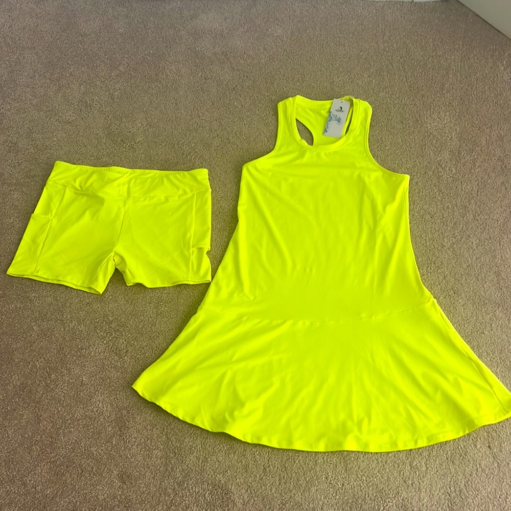 Tennis romper dress in neon yellow